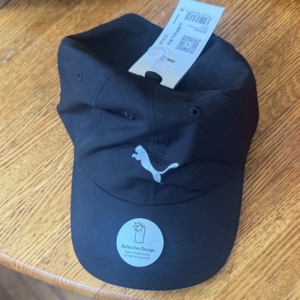 Puma Black Hat with Reflective Silver Logo